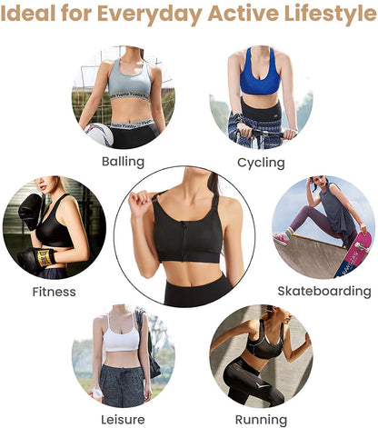 Front Zipper Sports Bra Women'S Underwear Running Fitness Seamless Brassiere Shockproof Breathable without Underwire Bralette