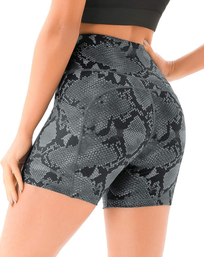 Women'S High Waist Workout Yoga Shorts with Pockets, Non See-Through Stretch Tummy Control Athletic Shorts